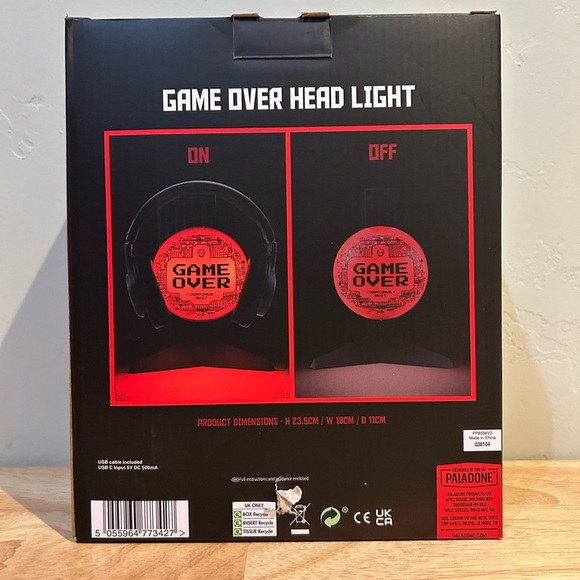 Paladone Game Over Light Up Freestanding Headphone Holder. Brand New In Box - Picture 4 of 12